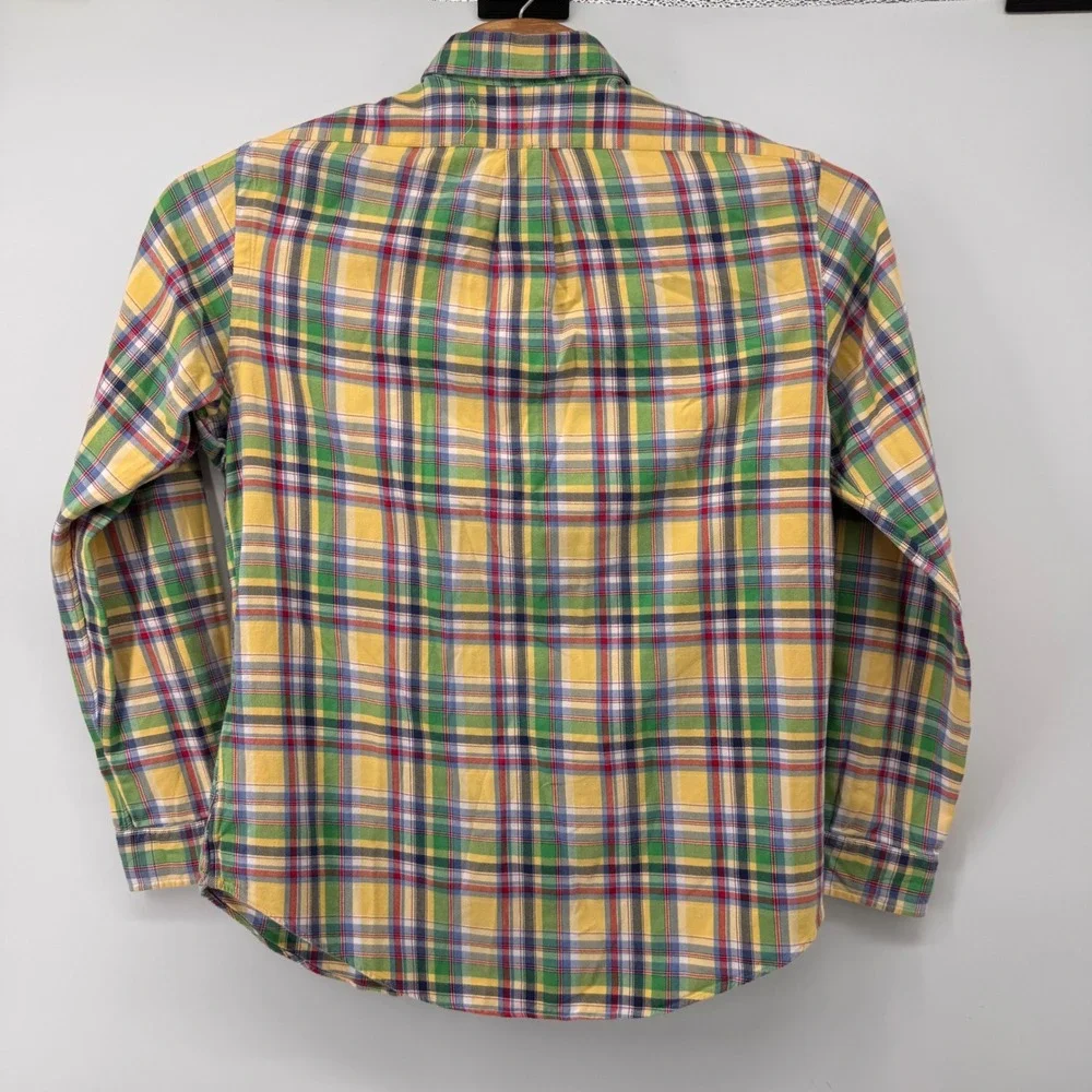 Ralph Lauren Button Down Mens Large Yellow Plaid Custom Fit Long Sleeve Shirt